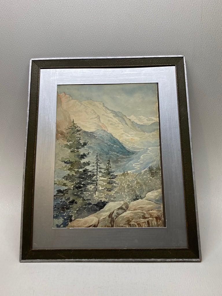 signed L. A. Davison mountain watercolor dated 1929 