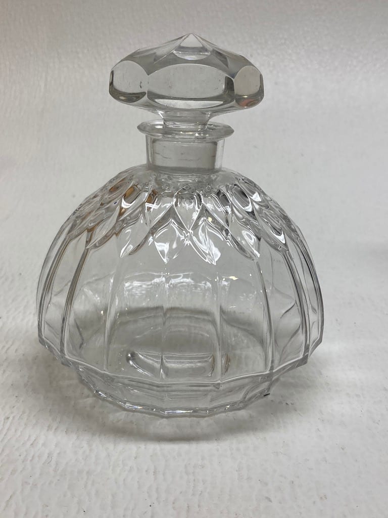 vintage clear glass Art Deco perfume bottle 