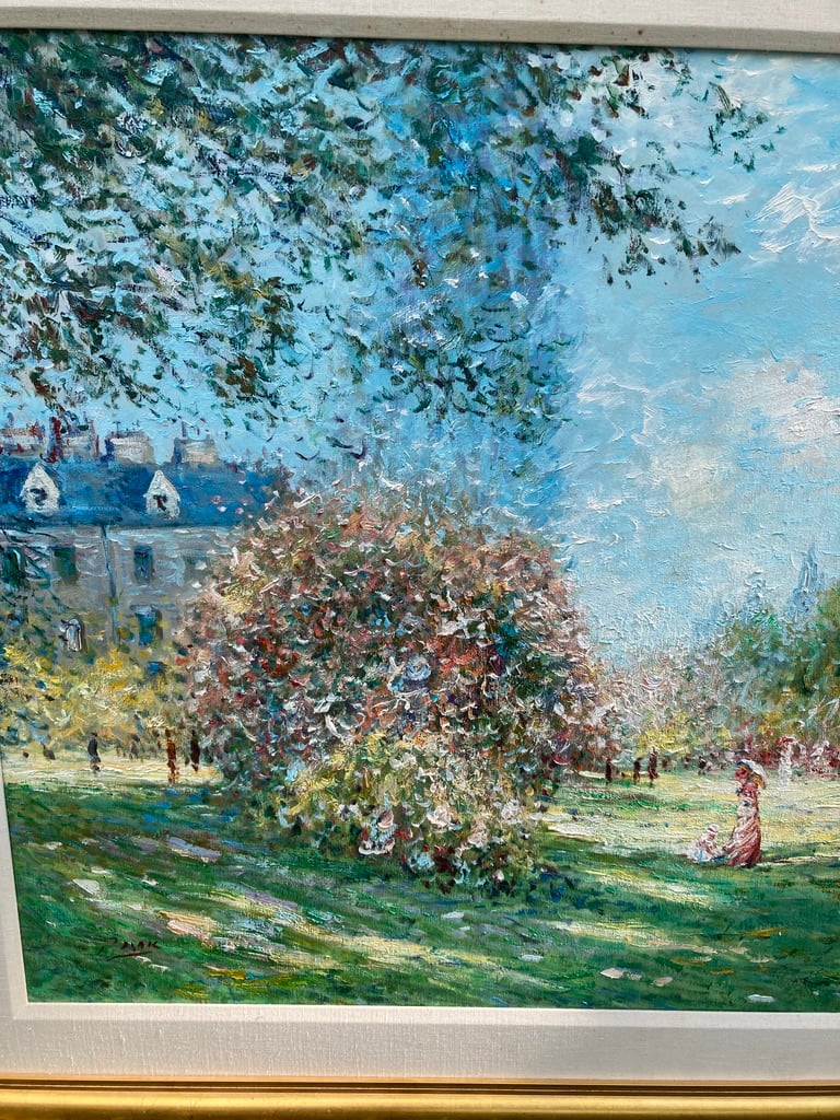 Framed impressionist oil painting 