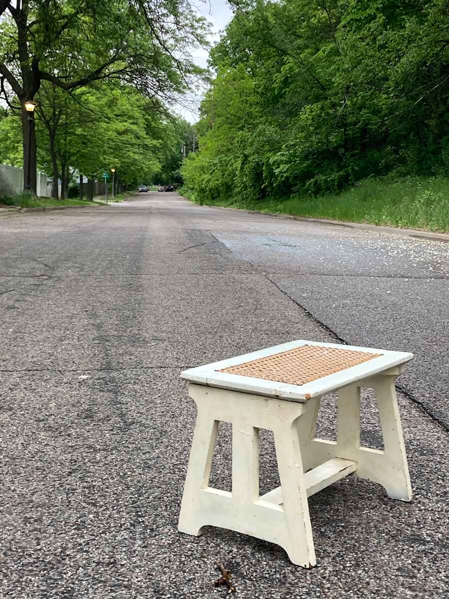 white vintage arts n crafts footstool 