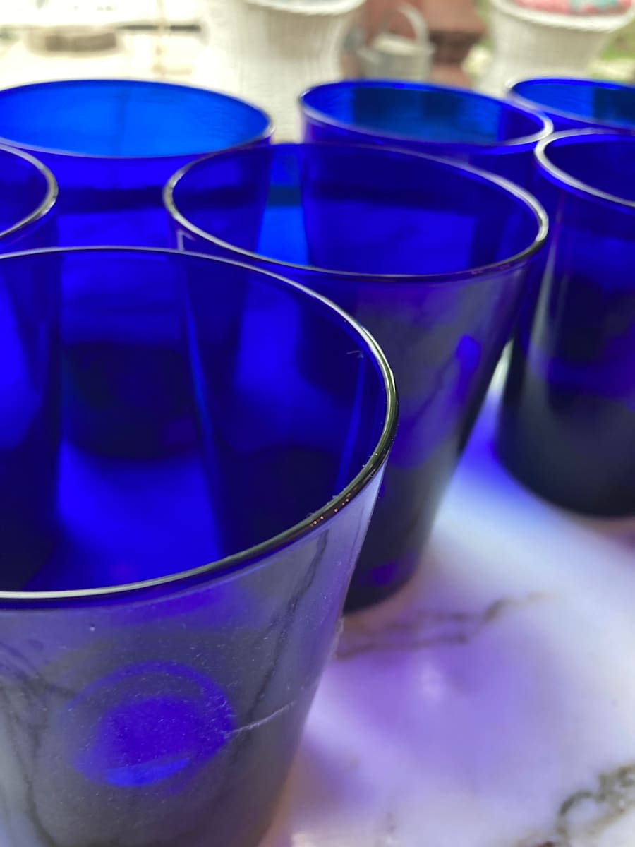 set of 8 large tapered cobalt tumblers 