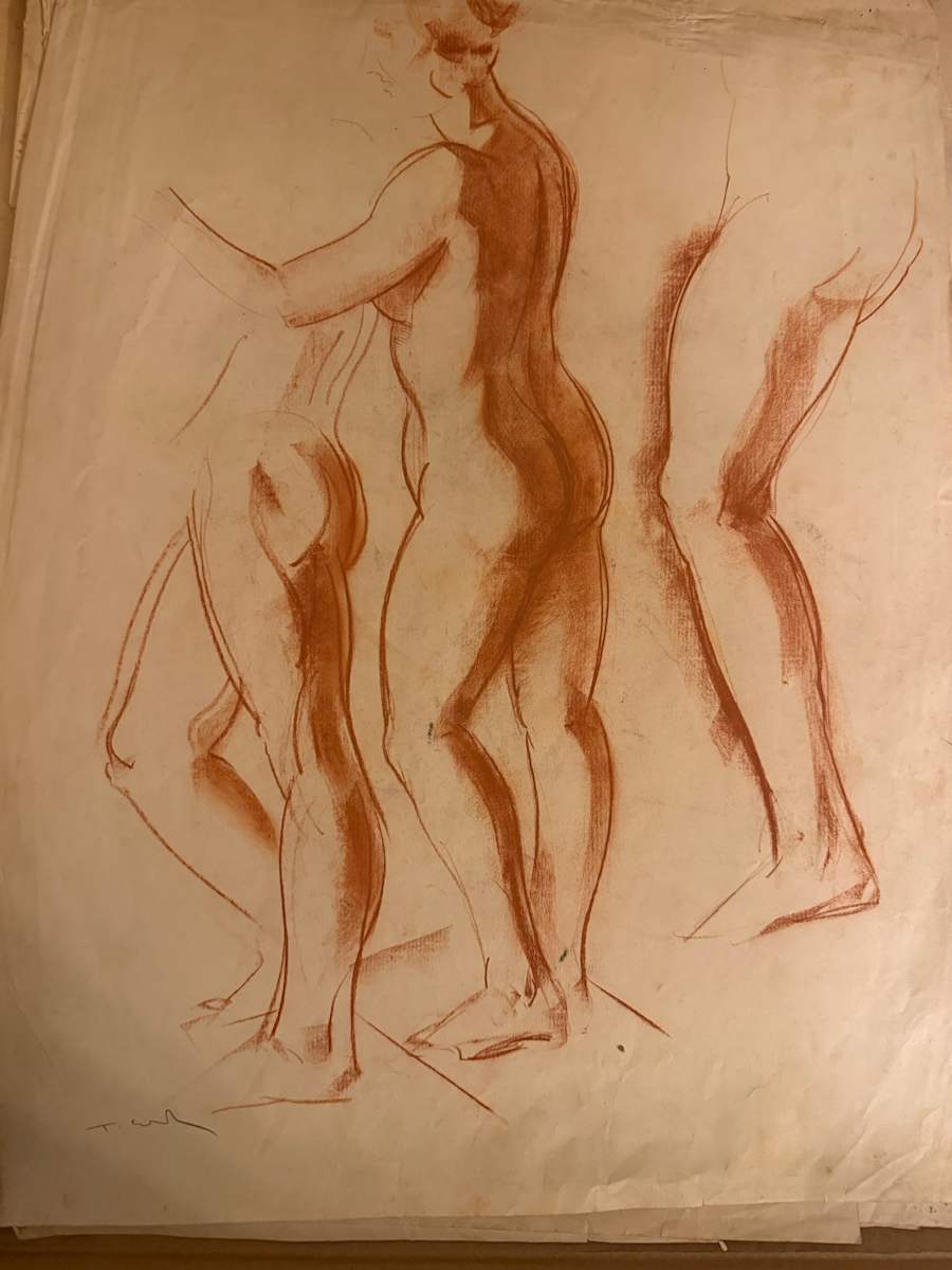 unframed figural nude female figure study 