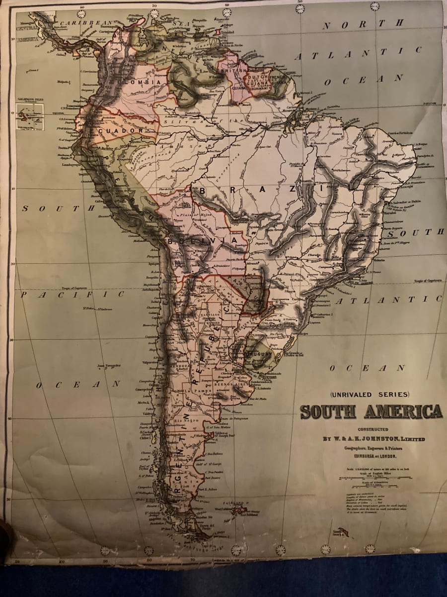 Vintage map of South America 