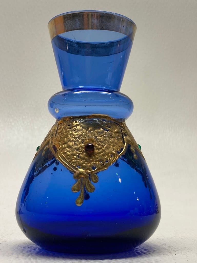 Cobalt Bohemian glass dresser bottle 