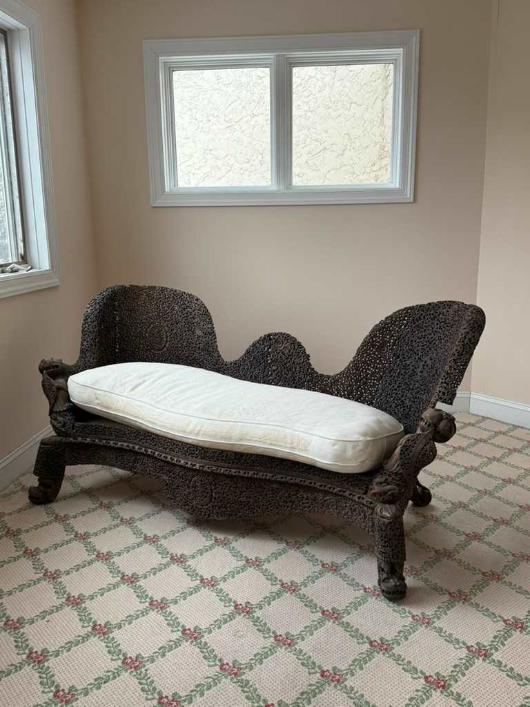 Heavily carved Anglo Indian sofa, Image 1.