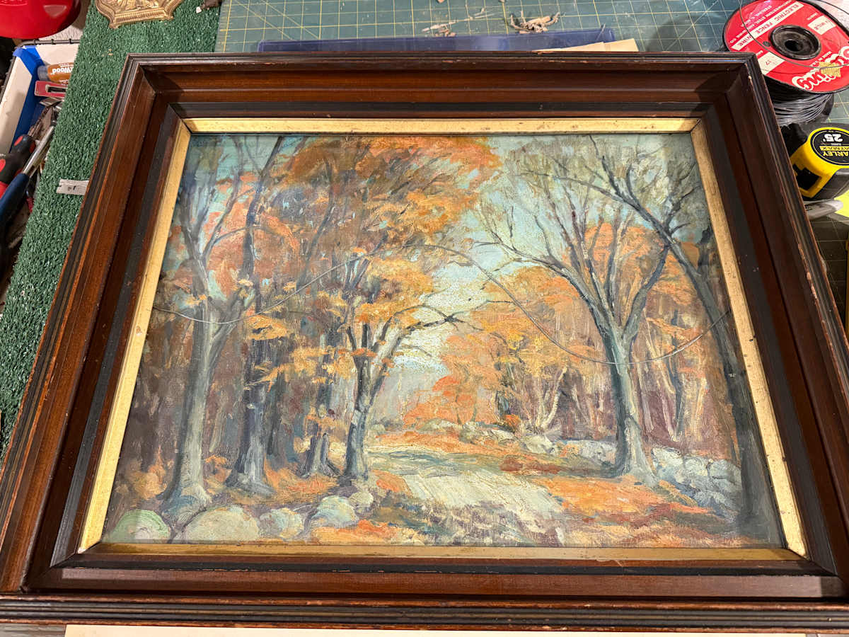 Carl G.T. Olson original painting on board snowy path  #32 