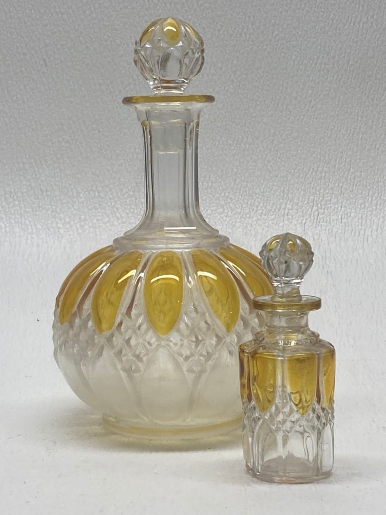 Art Deco Val St. Lambert large amber and clear perfume bottle 