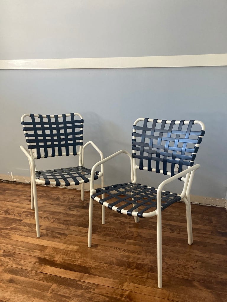 Mid century modern painted aluminum lawn chairs 