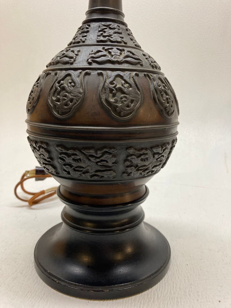 1930's Asian style bronze table lamp 