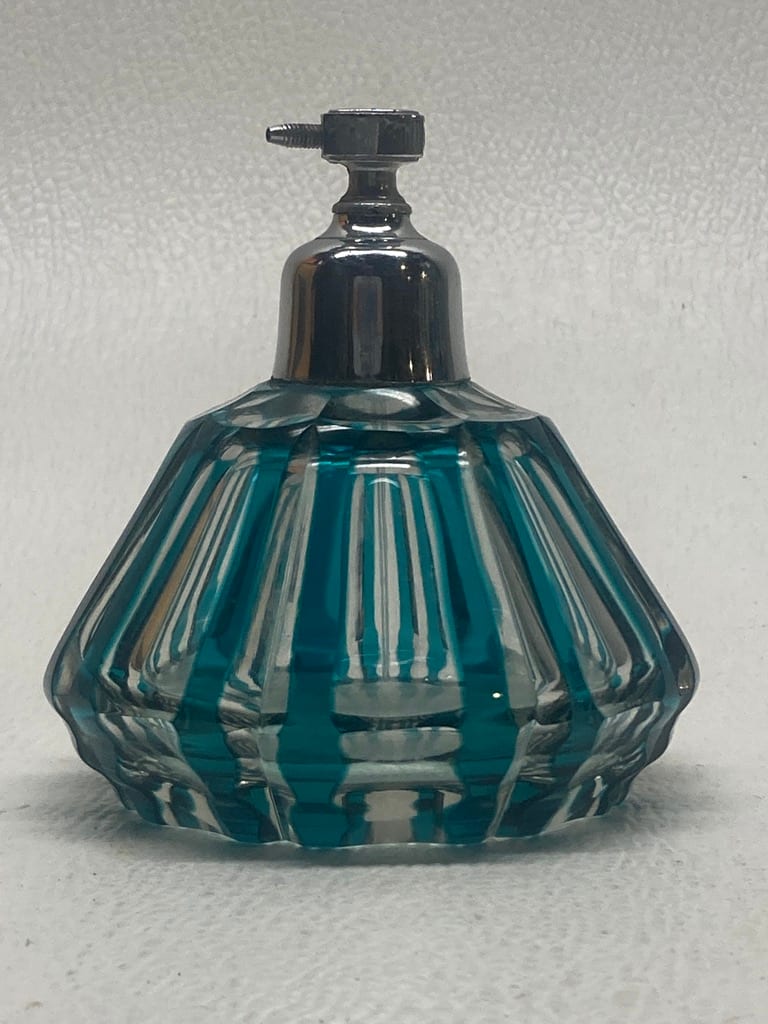 turquoise cut to clear perfume bottle 