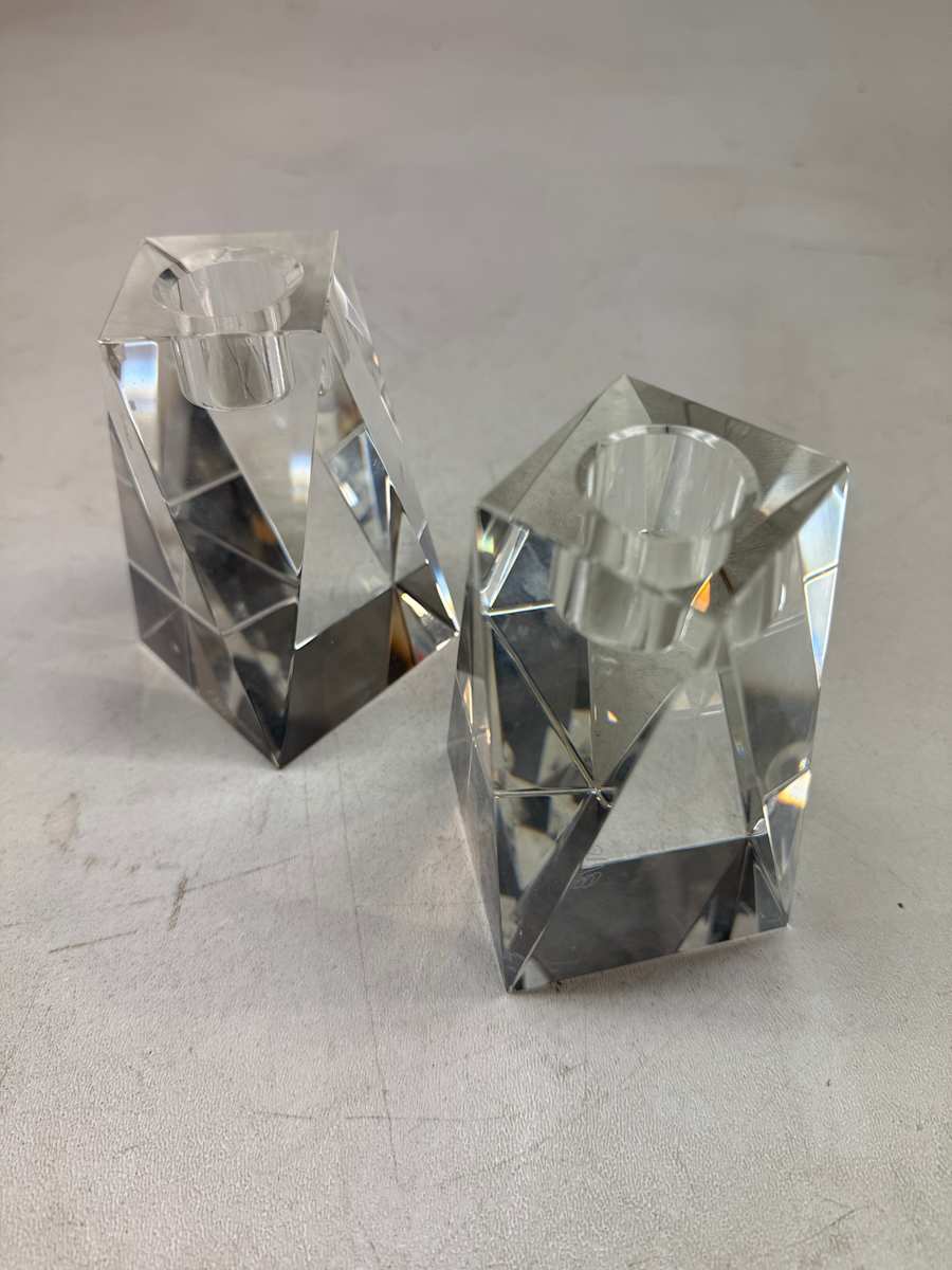 Oleg Cassini cut glass candle sticks 