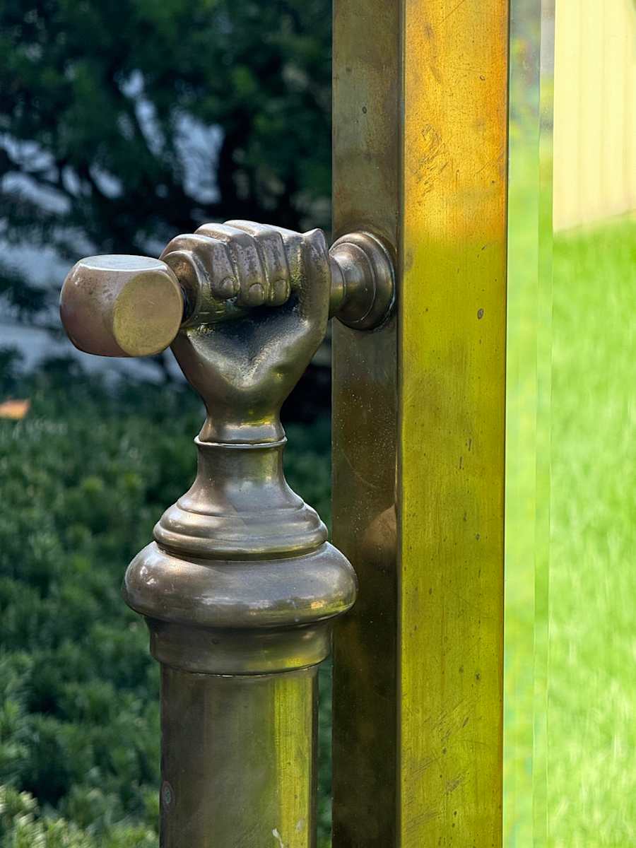1930's Parisian solid brass cheval mirror 