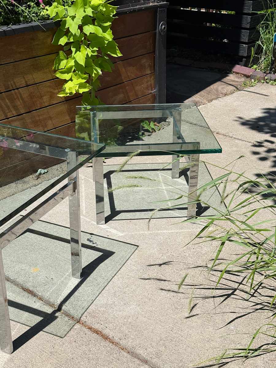 Glass and chrome low table, Image 1.