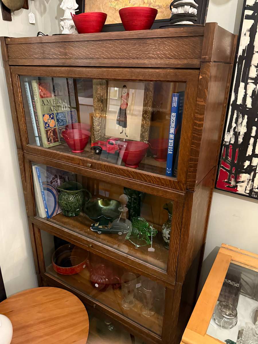 4 section mission oak stacking bookcase 