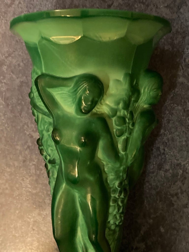 Large vintage  malachite nymph vase 