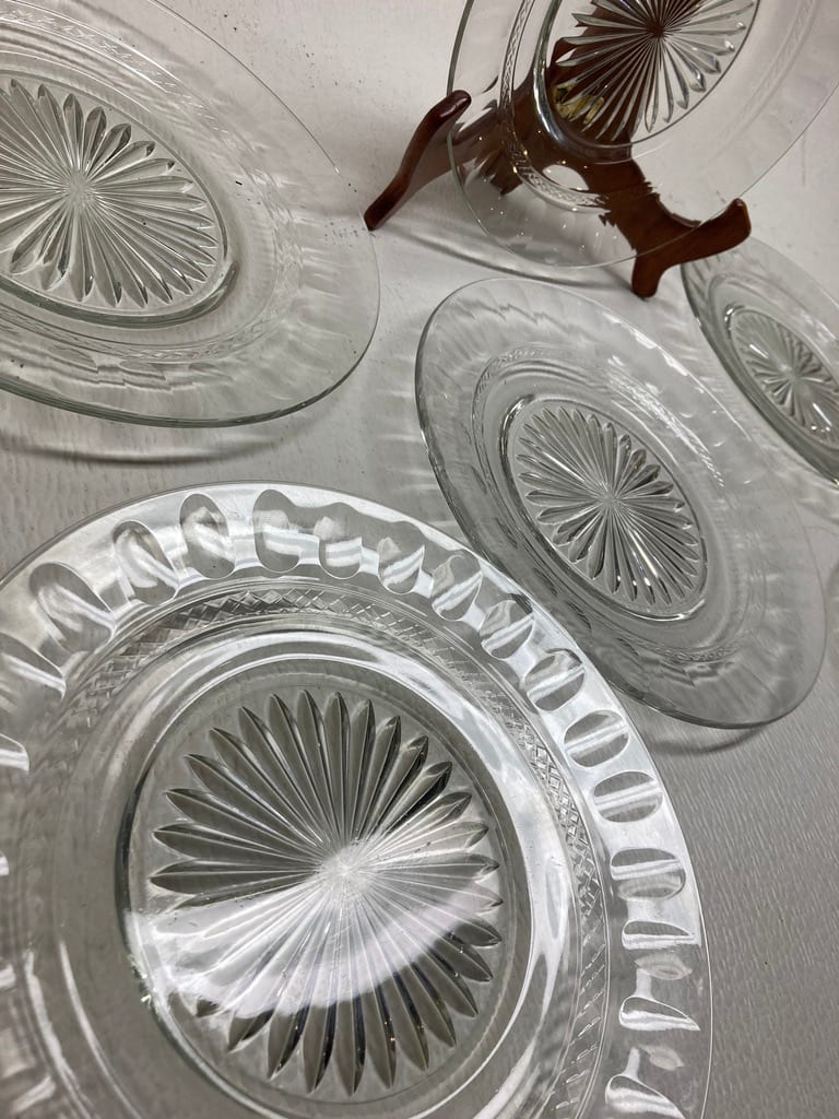 set of 6 vintage cut glass plates from the collection of TIMELINES