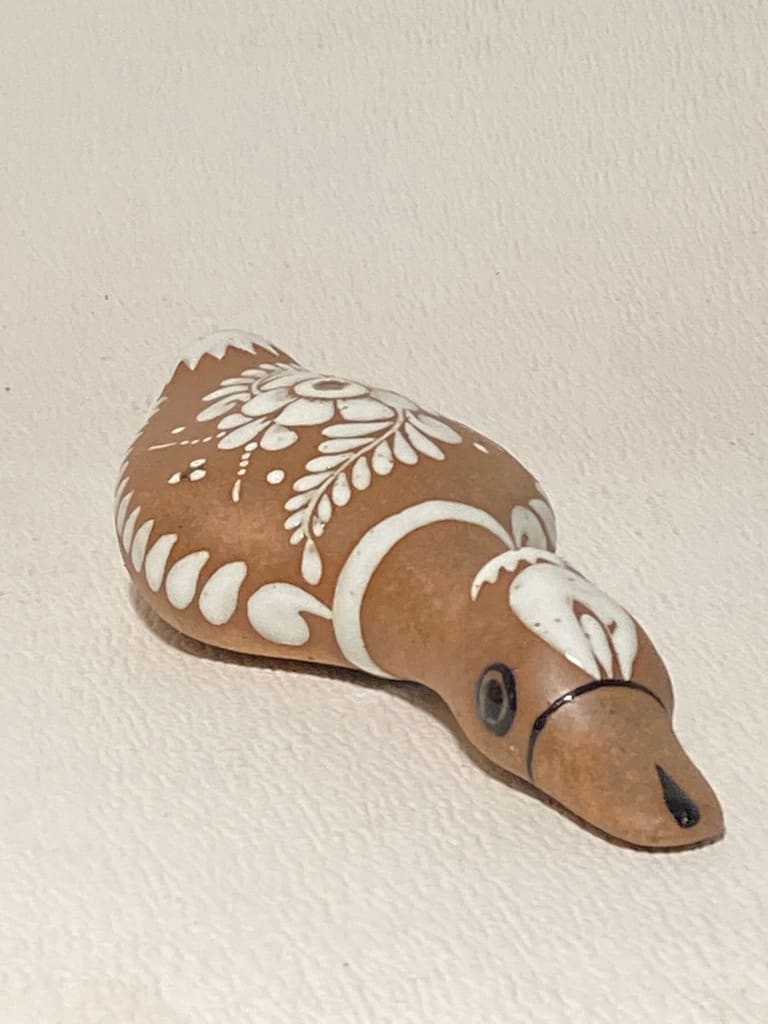 Mexican pottery small flying duck 