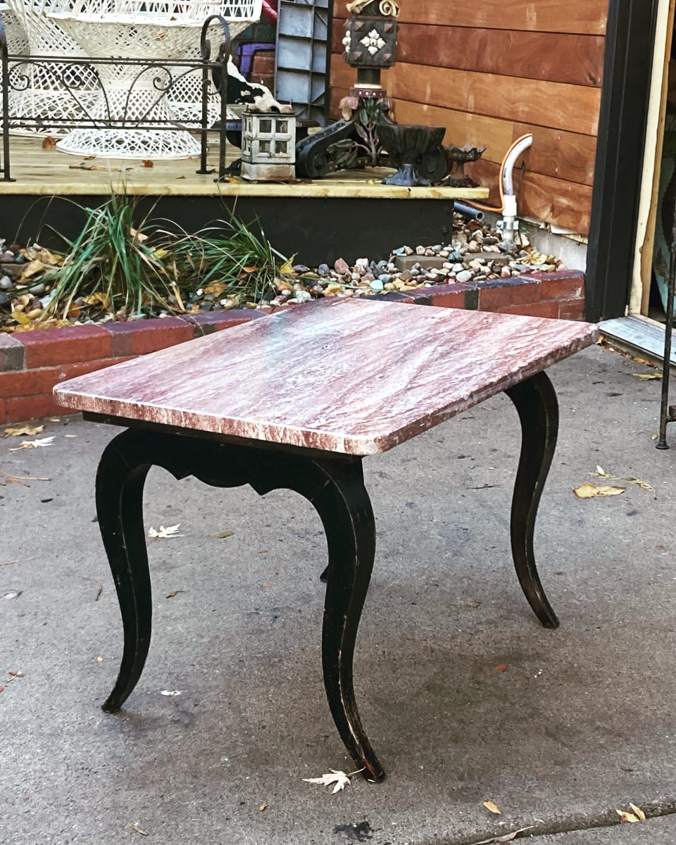 Vintage deco coffee table with frosted glass top accent table 