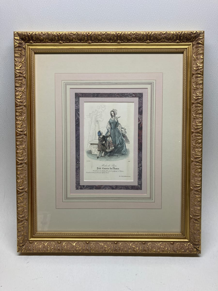 1858 French fashion print framed 