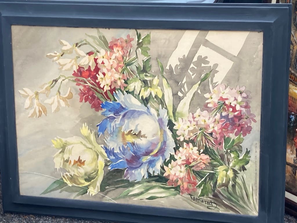 Original framed floral watercolor 