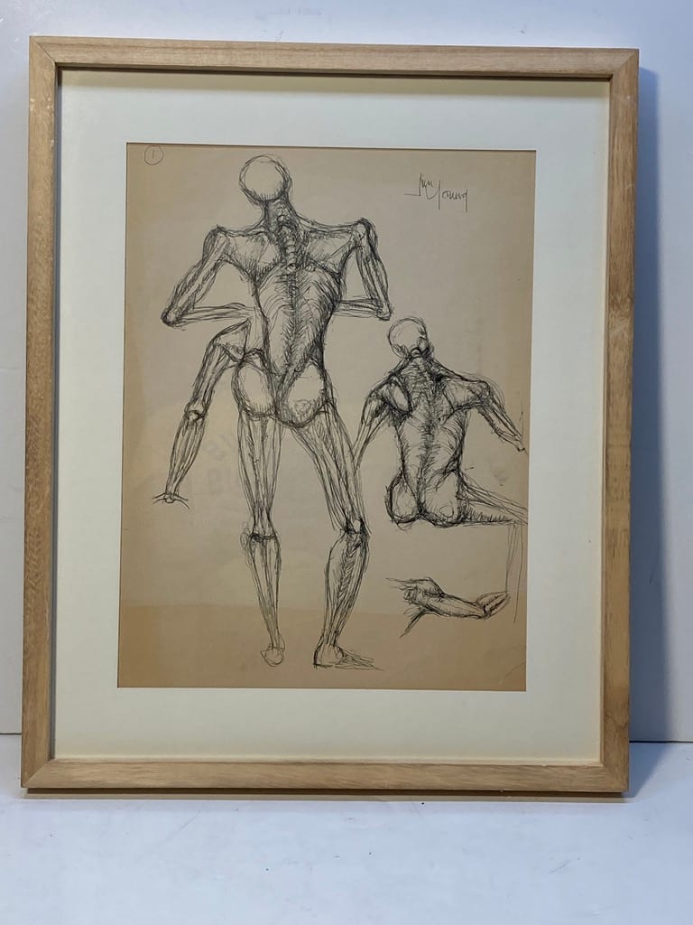 Original signed drawing by Jim Young - Skeleton 