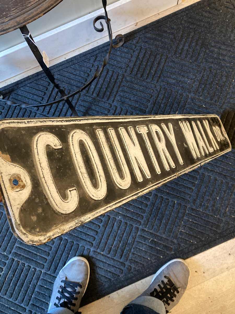 vintage "Country Walk Dr" steel sign 