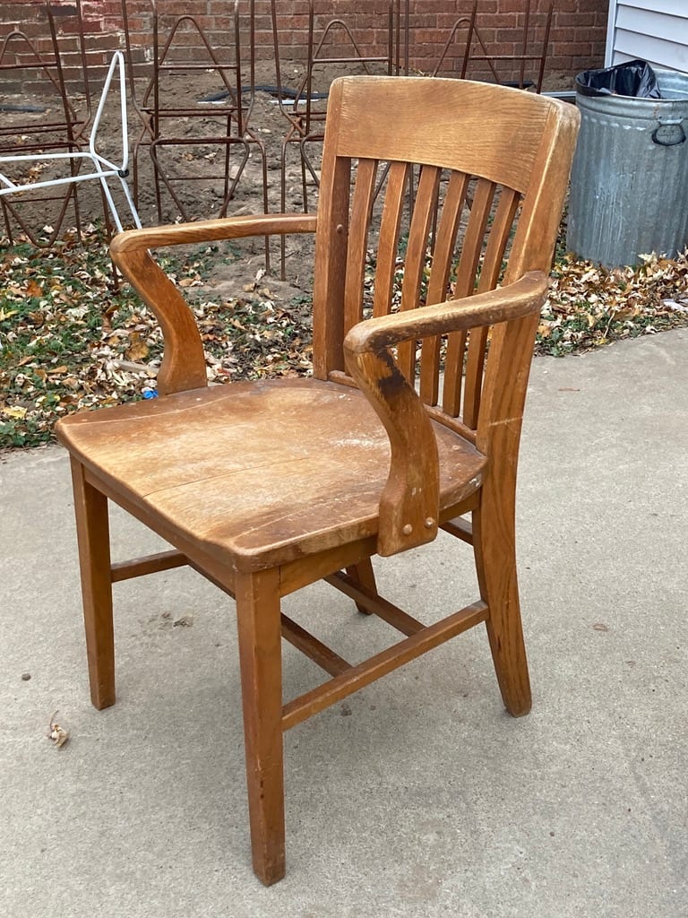 vintage oak courtroom chair 