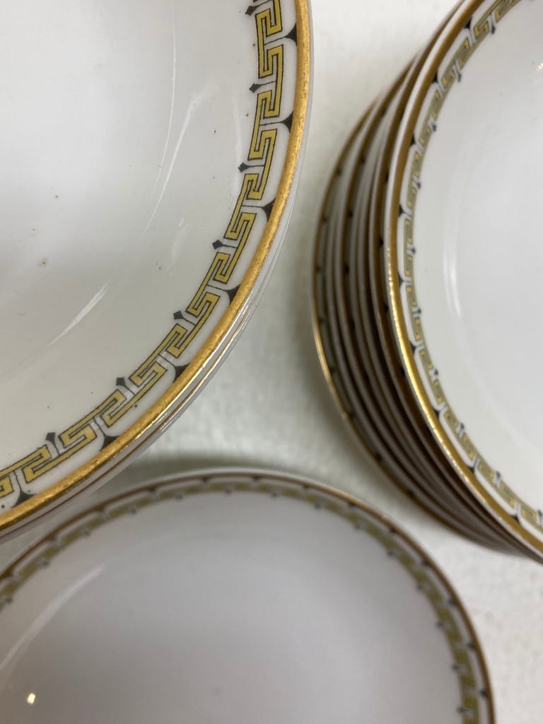 Limoges Greek Key set of 18 fruit bowls 