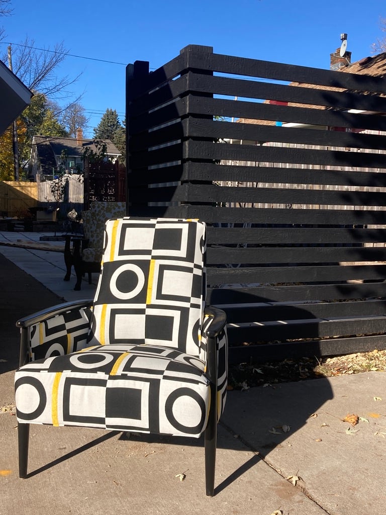 Upholstered mid century modern chair 