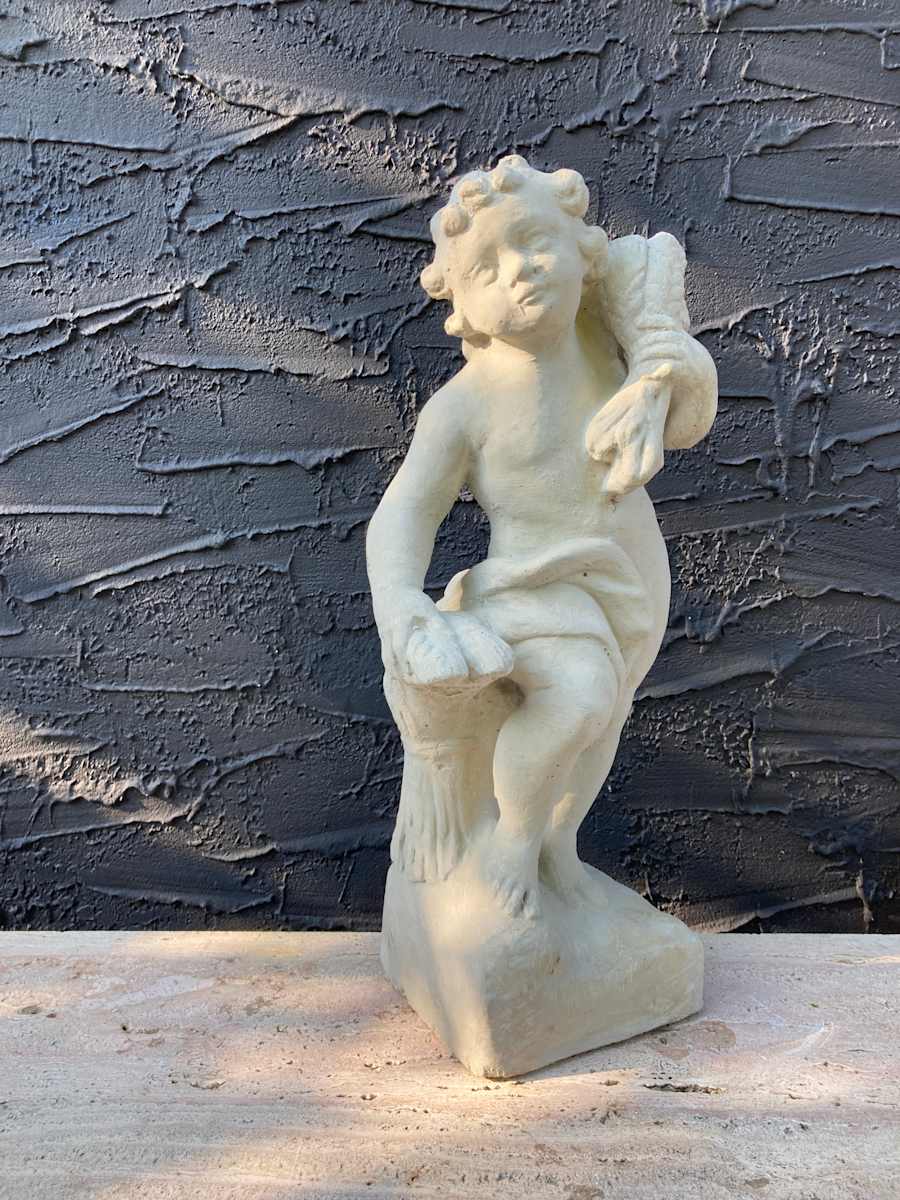 Garden cement standing cherub 