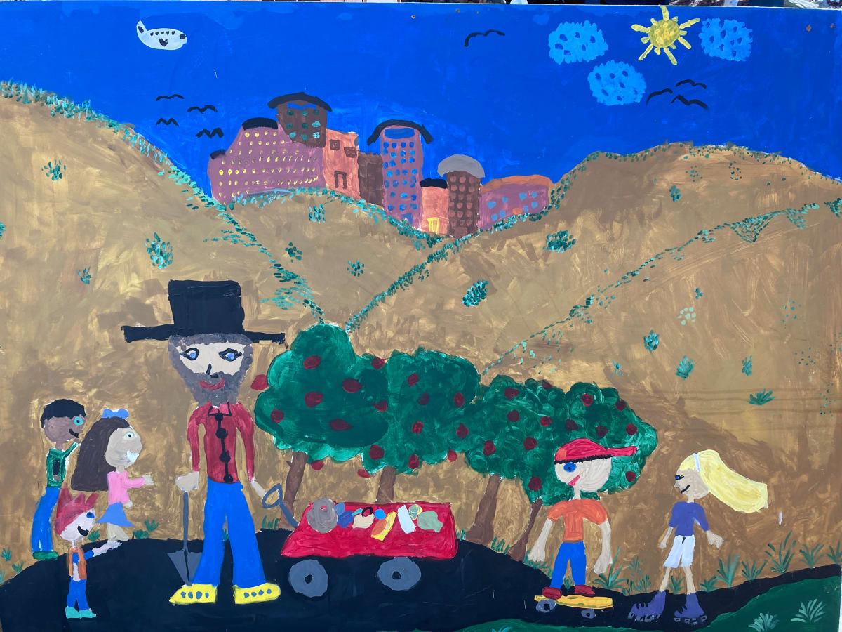 Original primitive painting on board 