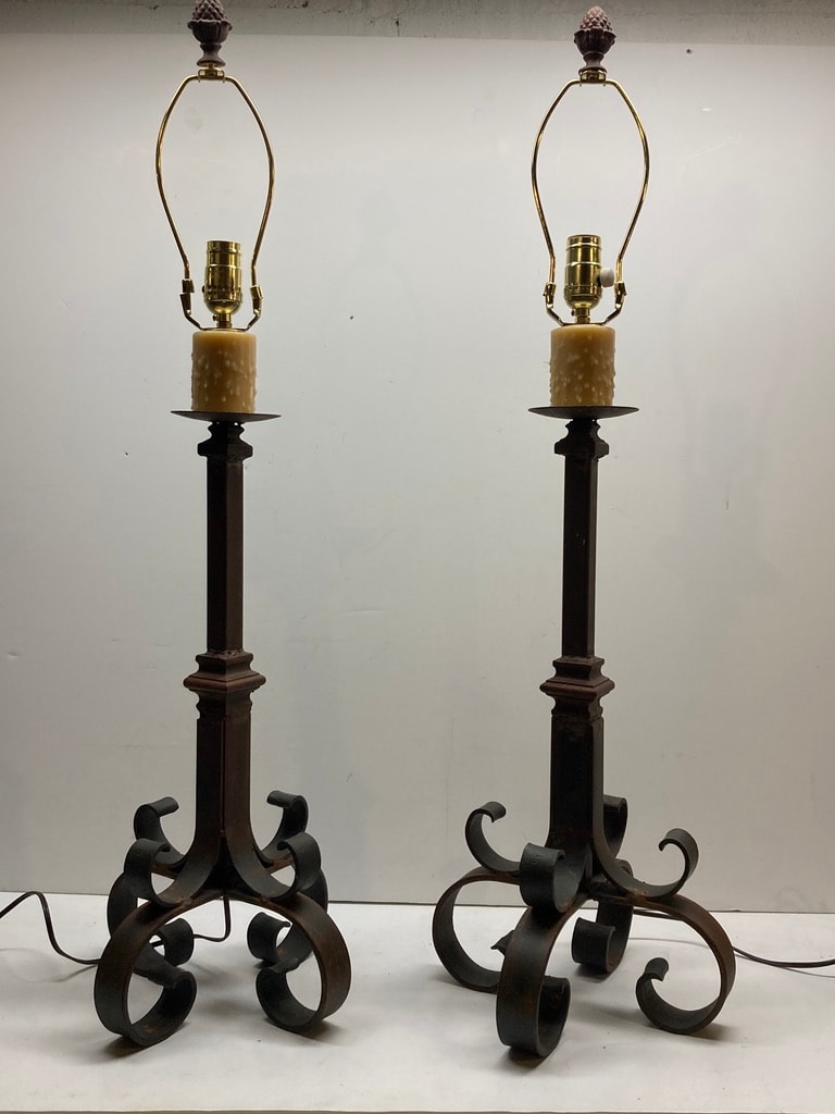 Pair of iron table lamps 