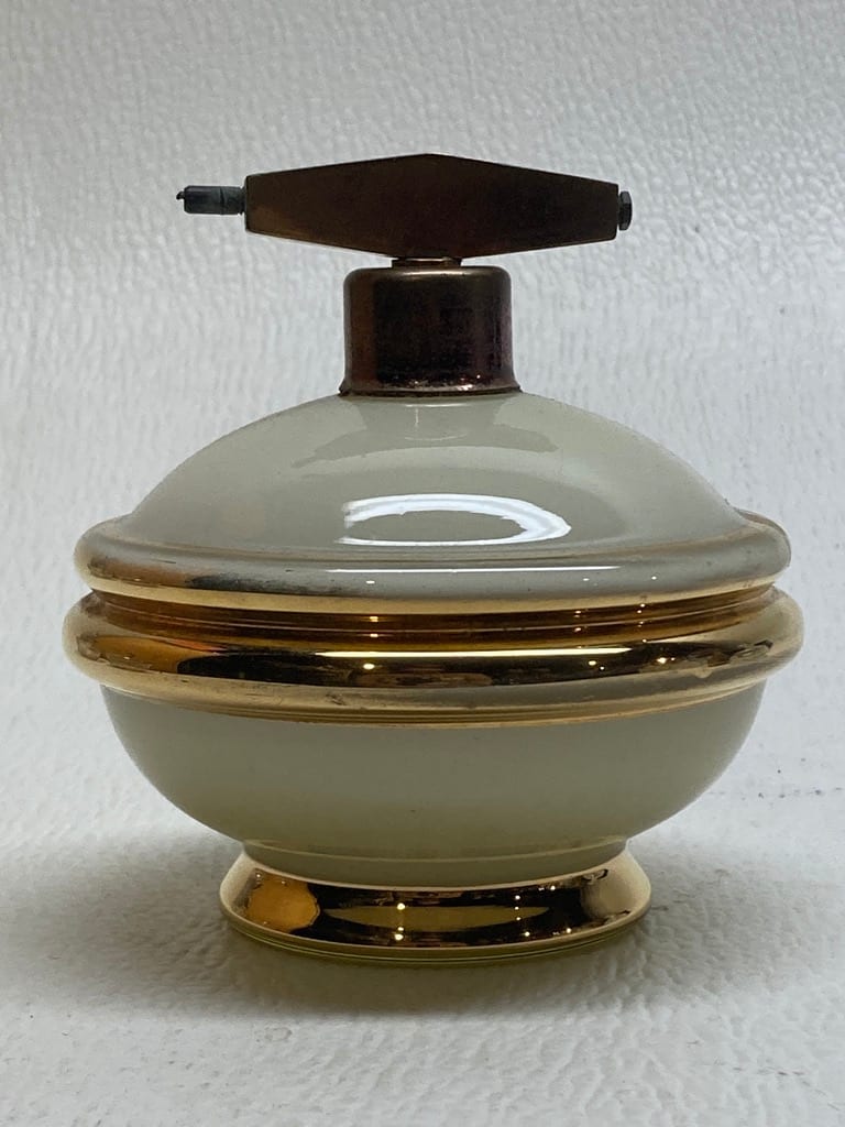 vintage custard cased glass Art Deco perfume bottle 