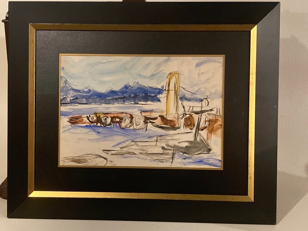 Framed original watercolor by James Quentin Young 