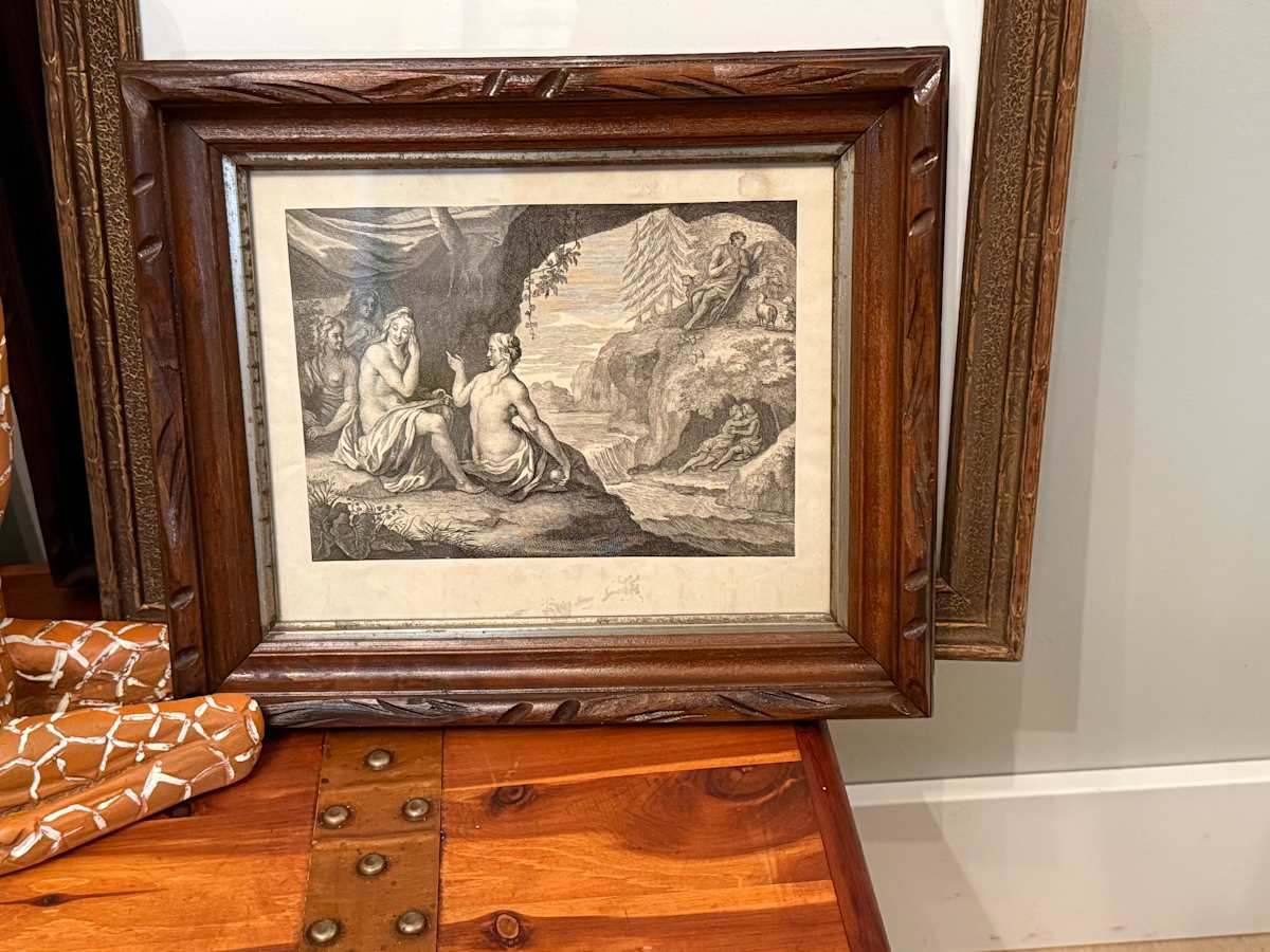 framed  Polyphemus and Acis love Galatea steel engraving 