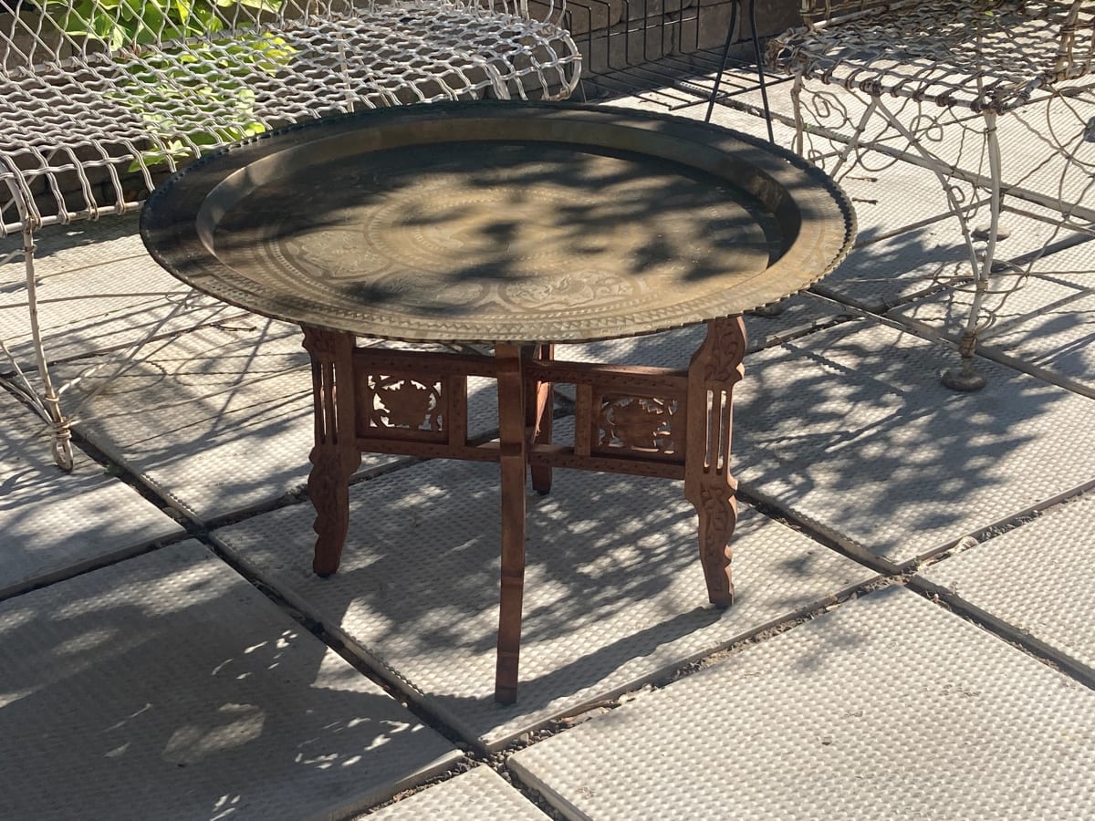 Large solid brass tray coffee table 