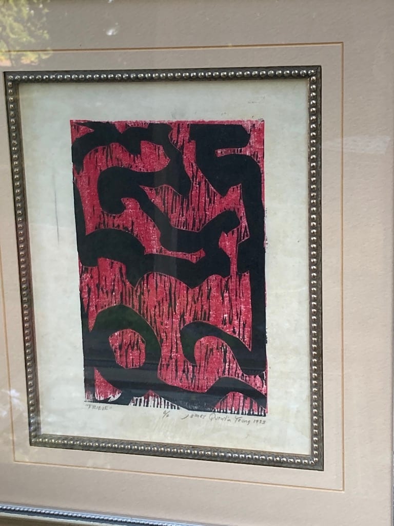 Framed original woodblock by James Quentin Young 