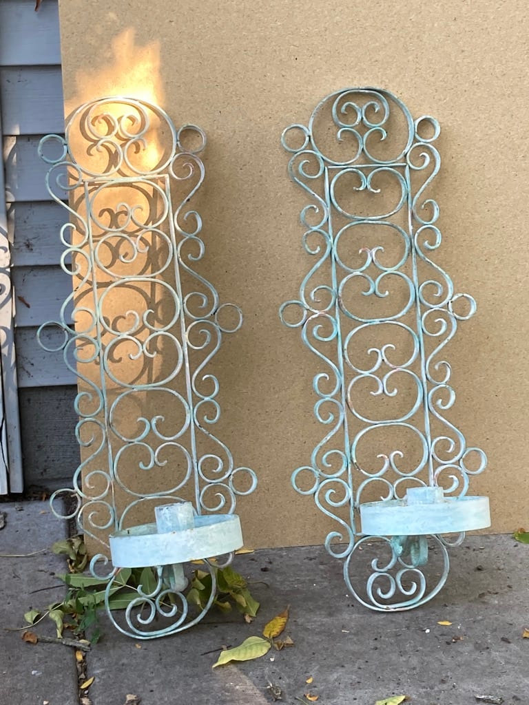 White iron wall sconces 