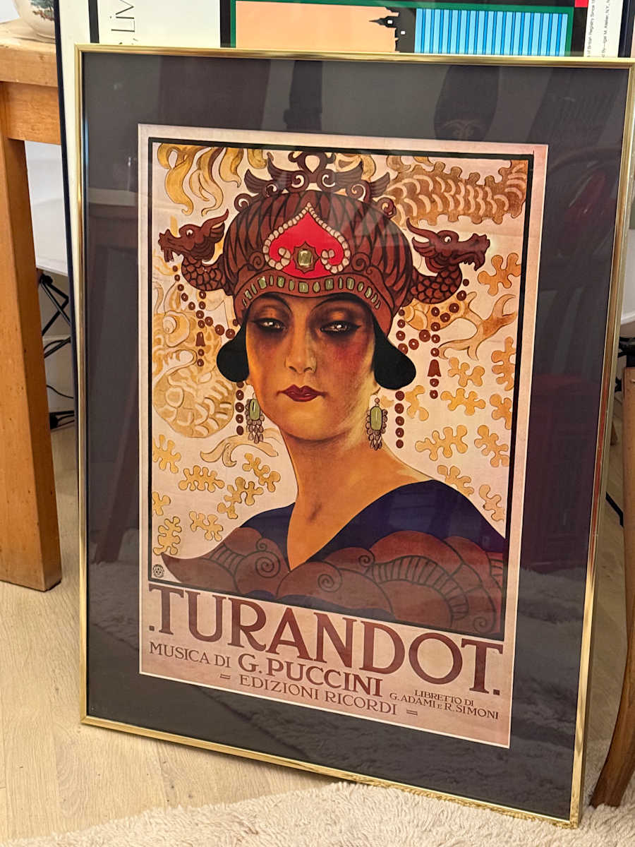framed Turandot opera poster 