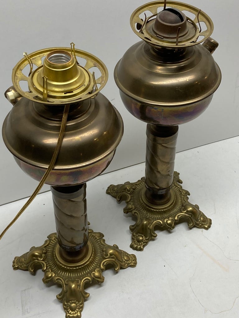 Pair of vintage brass table lamps 