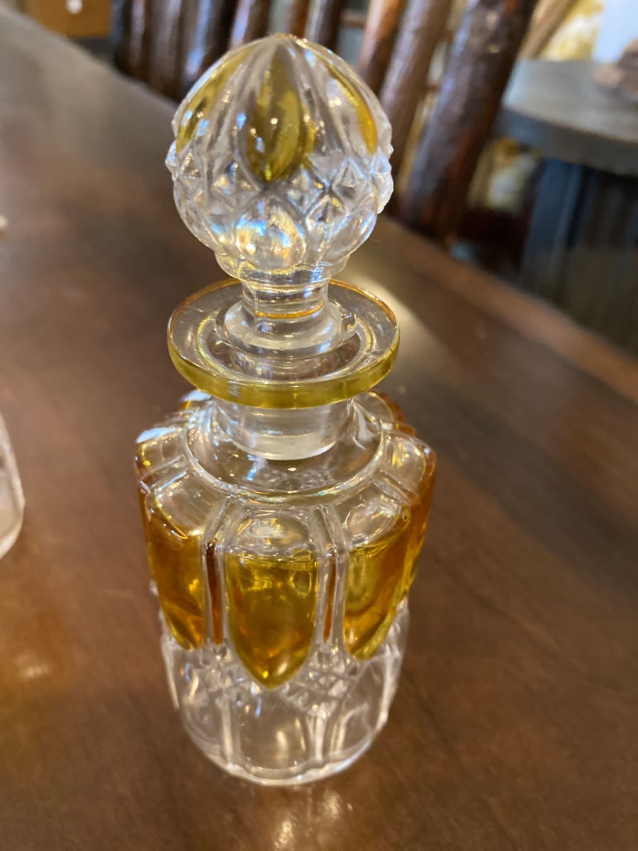 Amber and Clear Val St. Lambert perfume bottle 