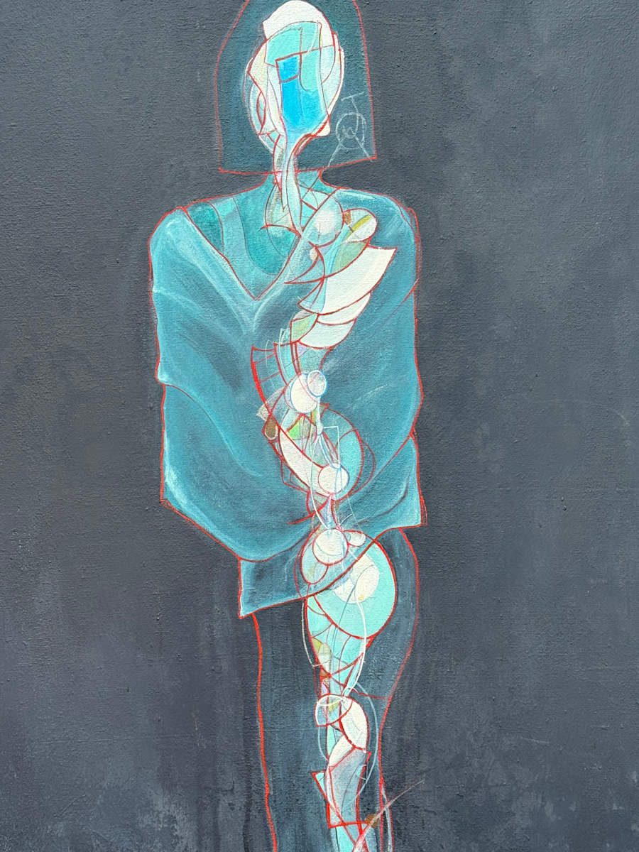 Abstract  blue figure with dark back ground 