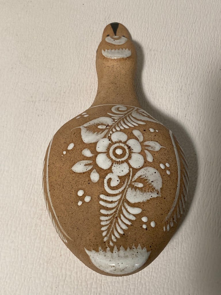 Mexican pottery large flat duck 