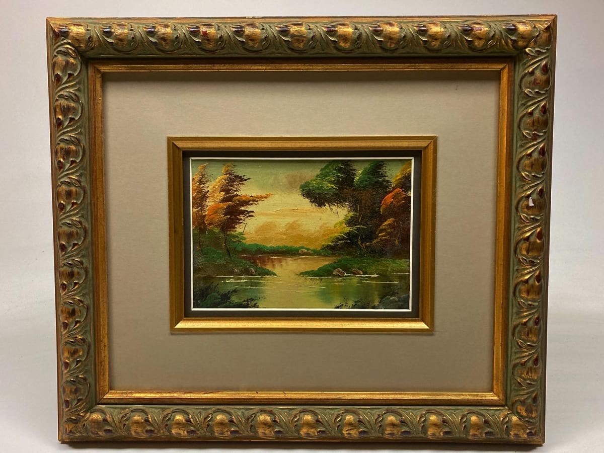 Vintage framed painting on board 