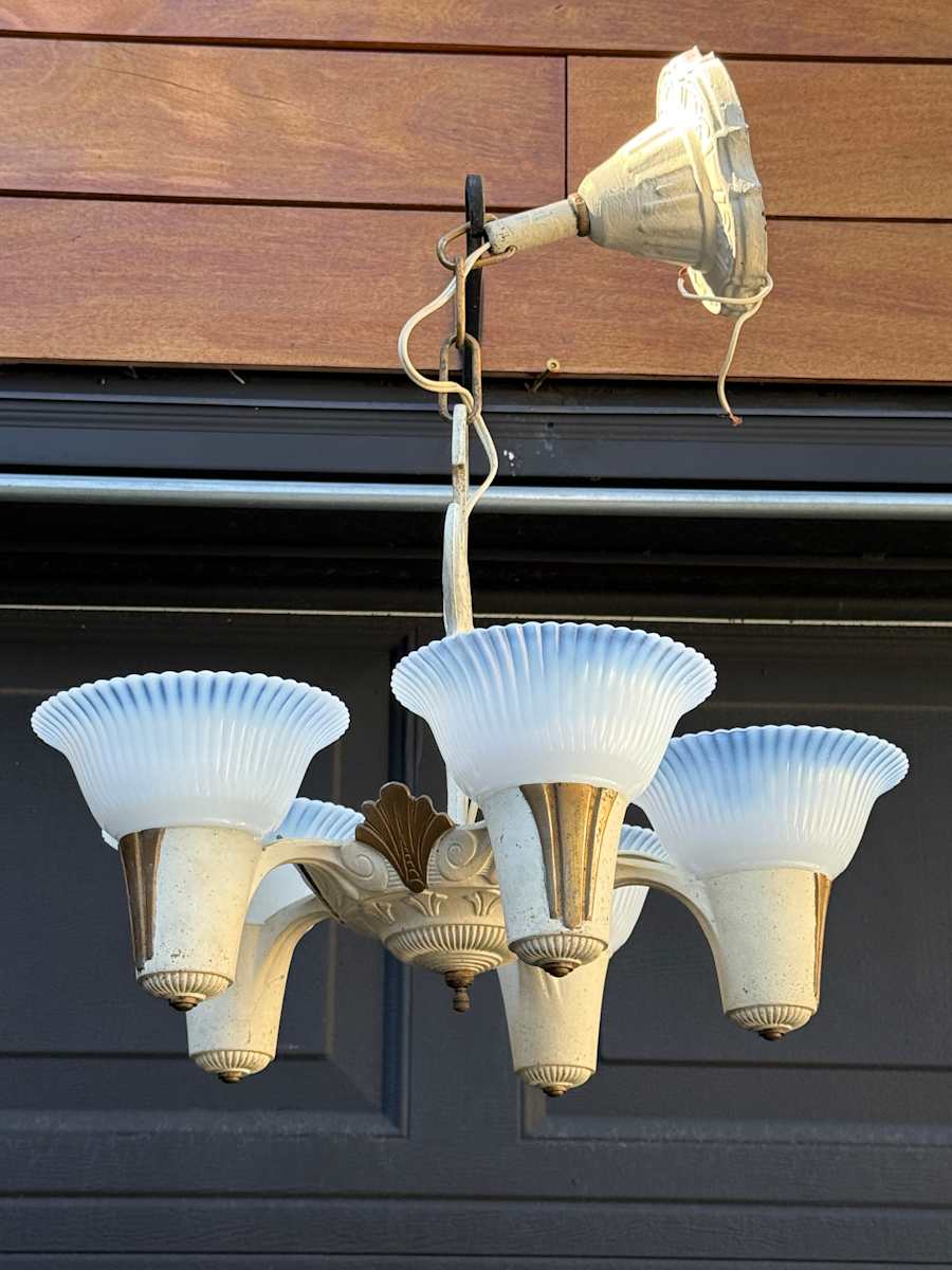 Art Deco 5 light dining room light fixture 