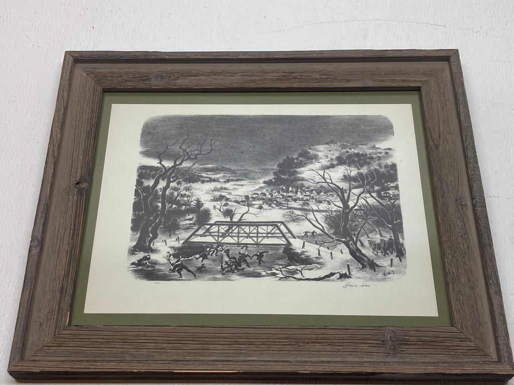 Framed 1931 lithograph "Winter in the Catskills" by Doris Lee 