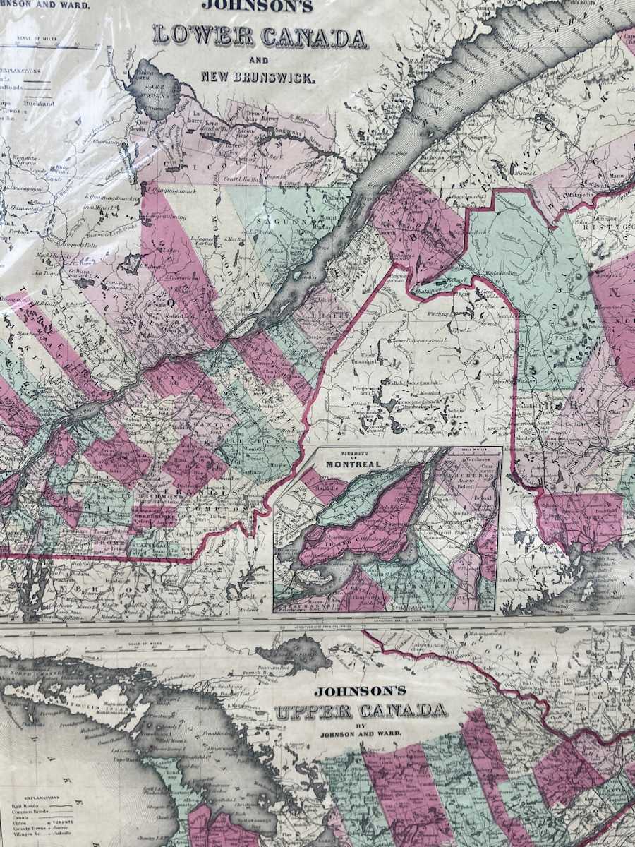 SHRINKWRAPPED early 1864 map of Canada 