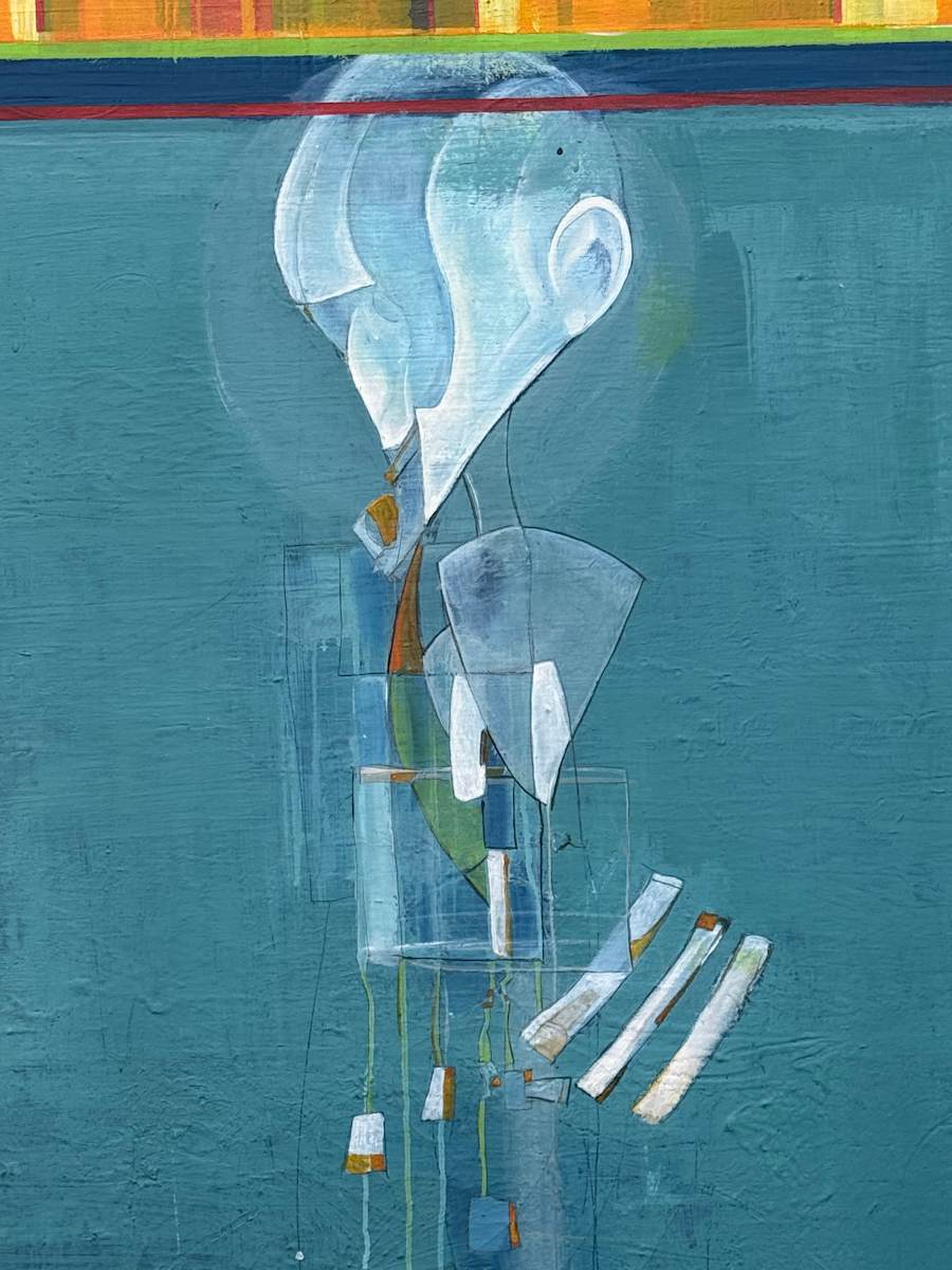 Abstract painting with plaid top 