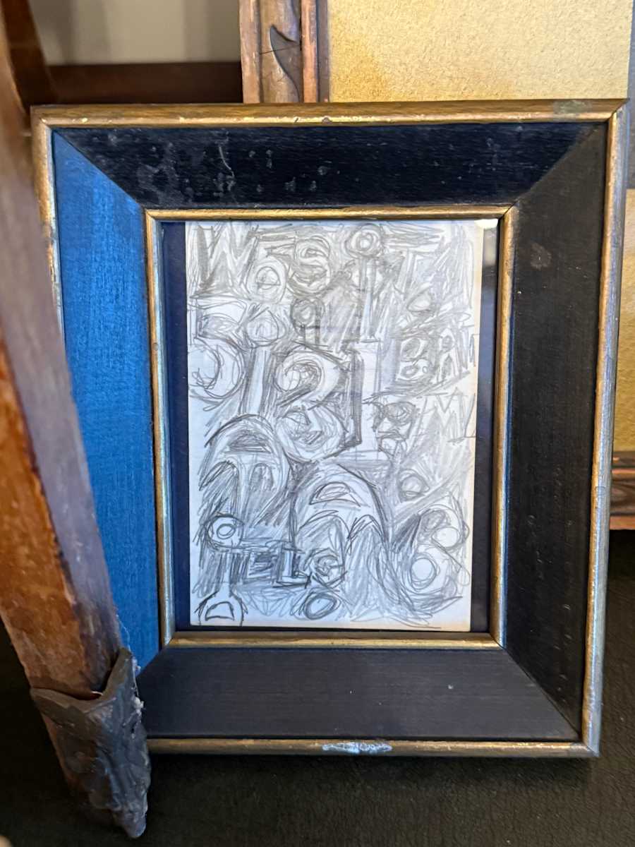 Framed mini pencil drawing of numbers, Image 3.