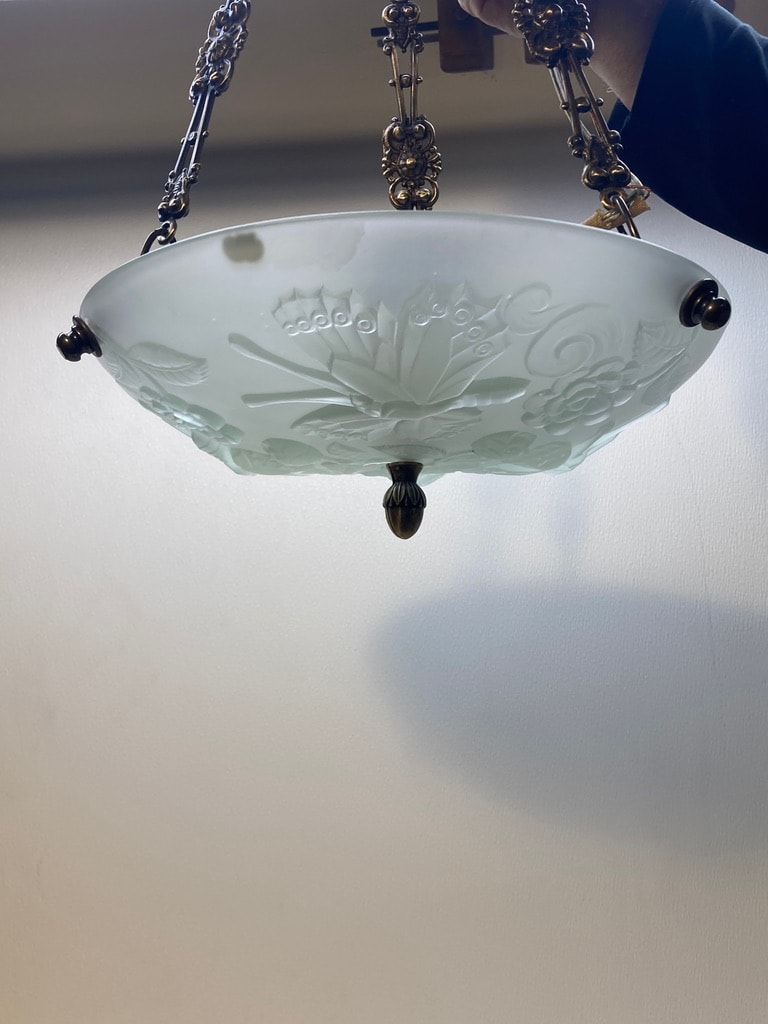 French art glass hanging light 